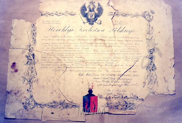 KKE 002.jpg - Dokument potwierdzający nadanie szlachectwa Orzechowskim, 1845 r.